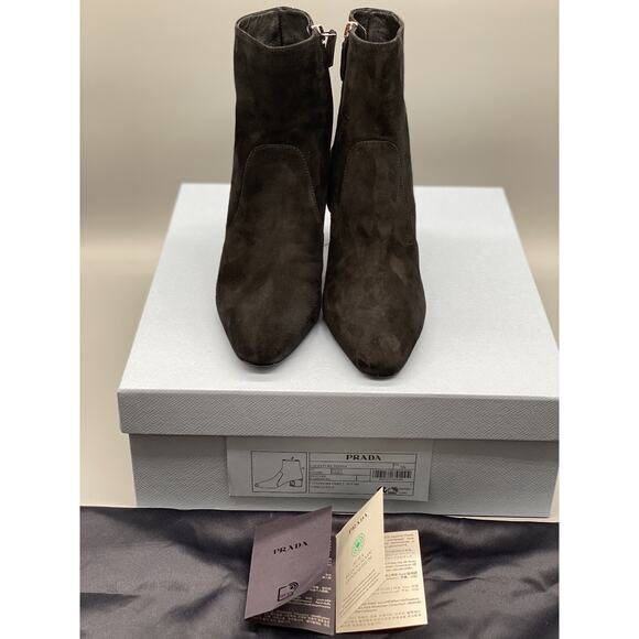 Prada Suede Block-Heel Ankle Booties sz. 36 EU (6 US) - Picture 2 of 7